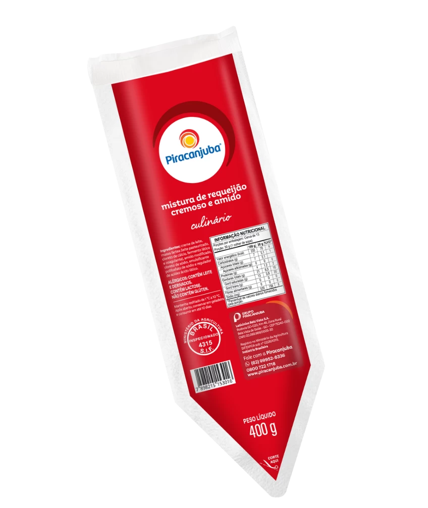 Mistura de Requeijão e Amido Piracanjuba 400g - Tabela Nutricional