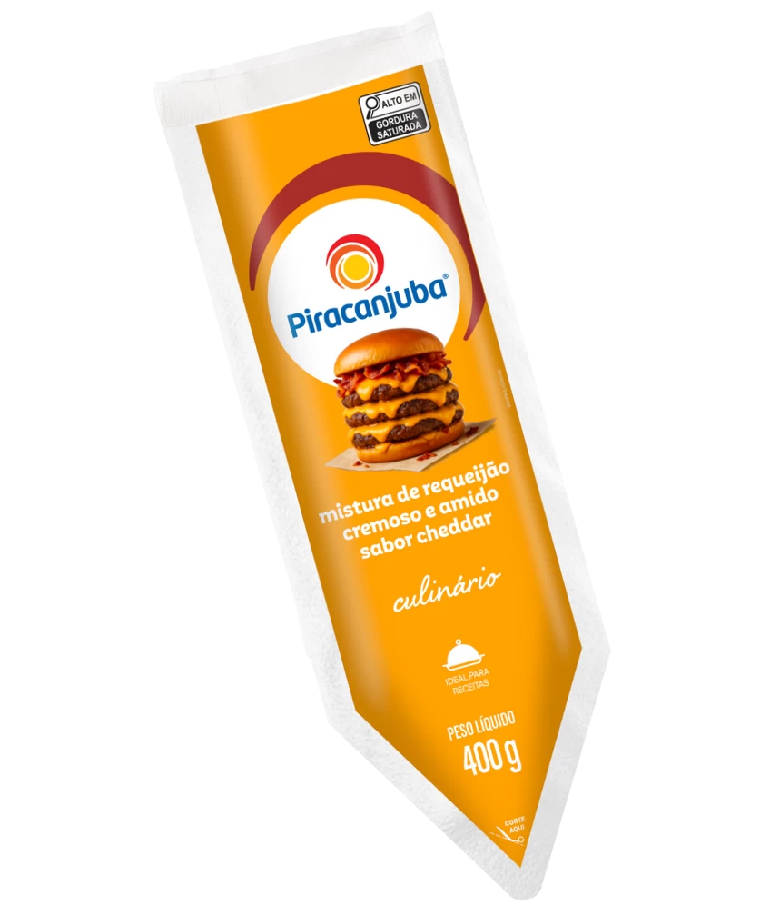 Mistura de Requeijão e Amido Piracanjuba Sabor Cheddar 400g