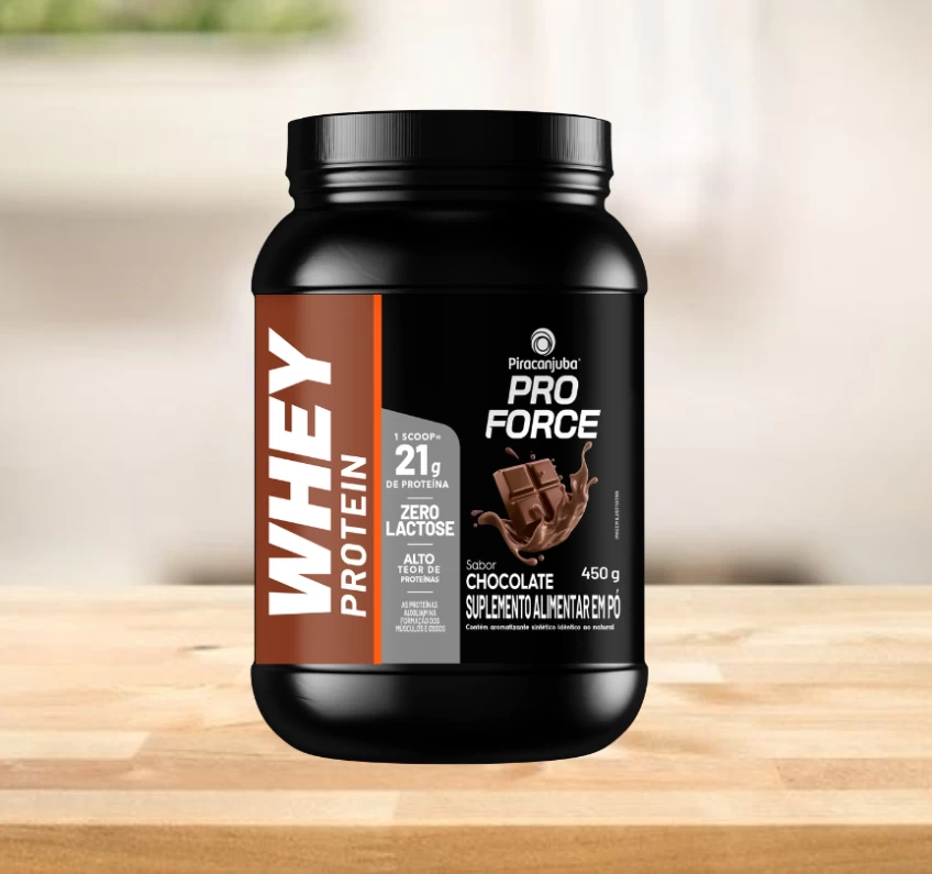Whey Protein Piracanjuba Chocolate, 21g de proteína, 450g