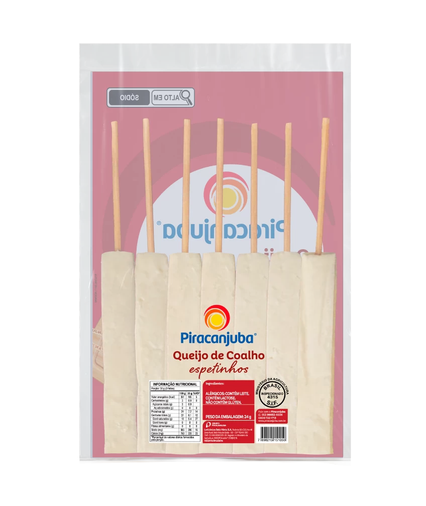 Queijo de Coalho Piracanjuba (Espetinhos) - Informações Nutricionais