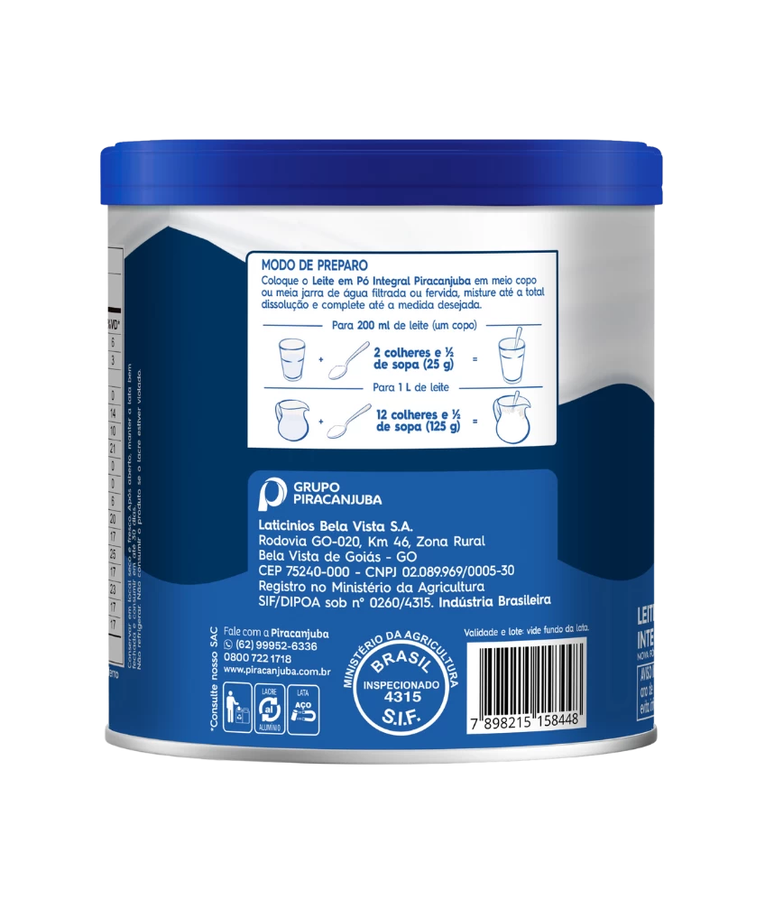 Leite em Pó Integral Piracanjuba 380 g