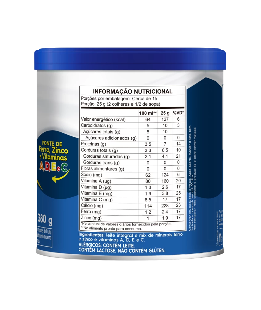 Leite em Pó Integral Lata 380 g