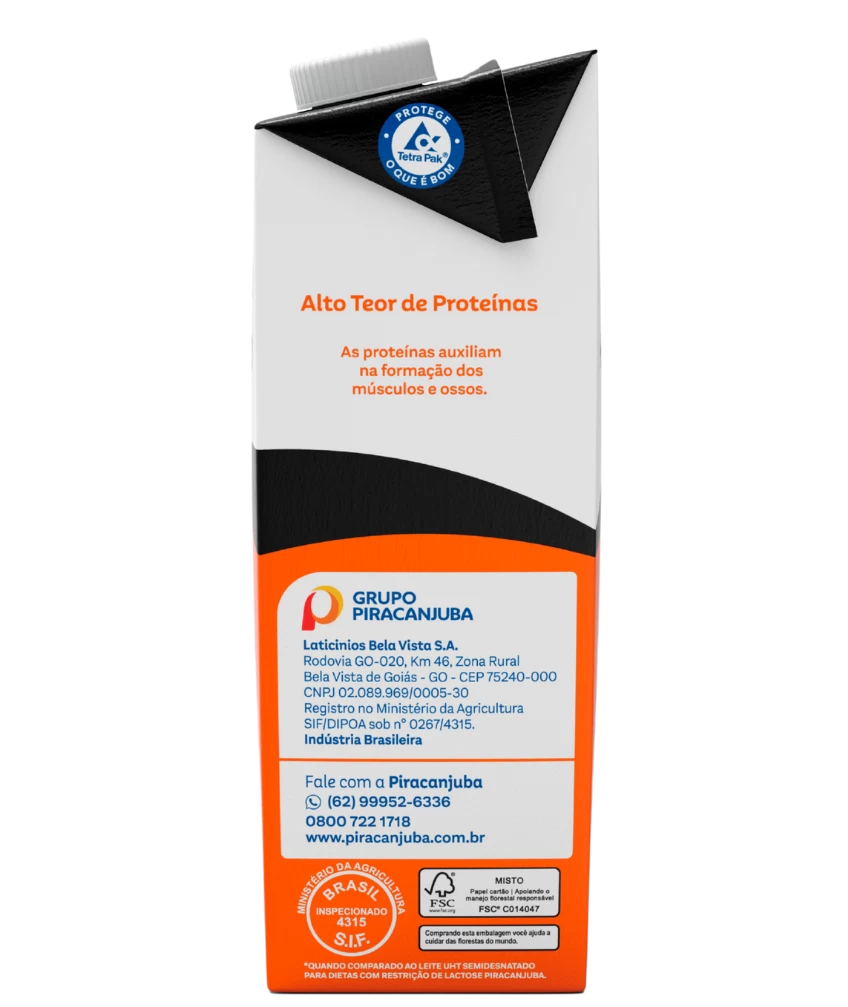 Leite Semidesnatado Zero Lactose Piracanjuba +Protein 1L
