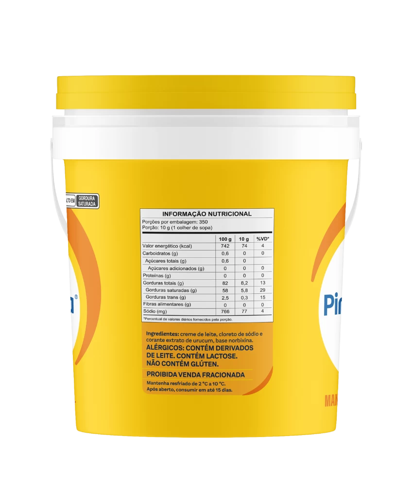 Manteiga com Sal Piracanjuba Balde 3,5 kg - Tabela nutricional