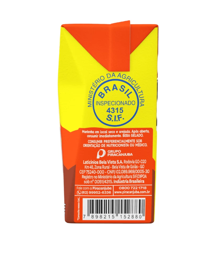 Achocolatado Piracanjuba Pirakids Zero Lactose 200ml