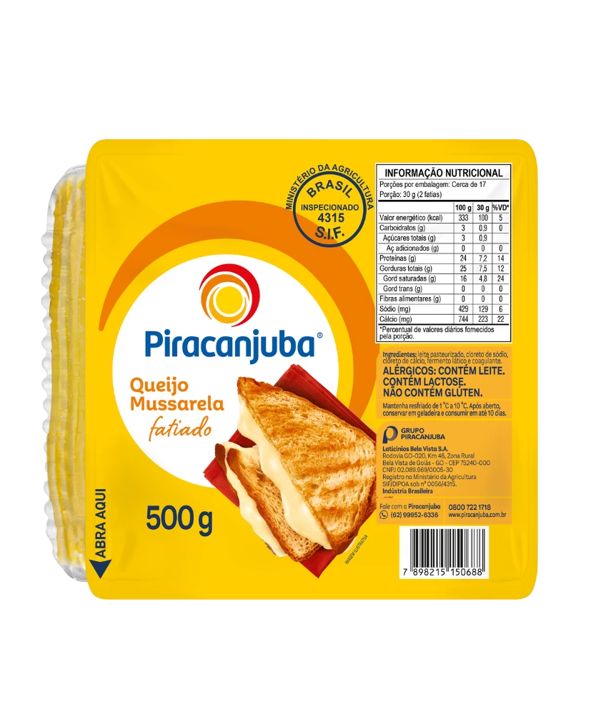 Queijo Mussarela Fatiado Piracanjuba 500g