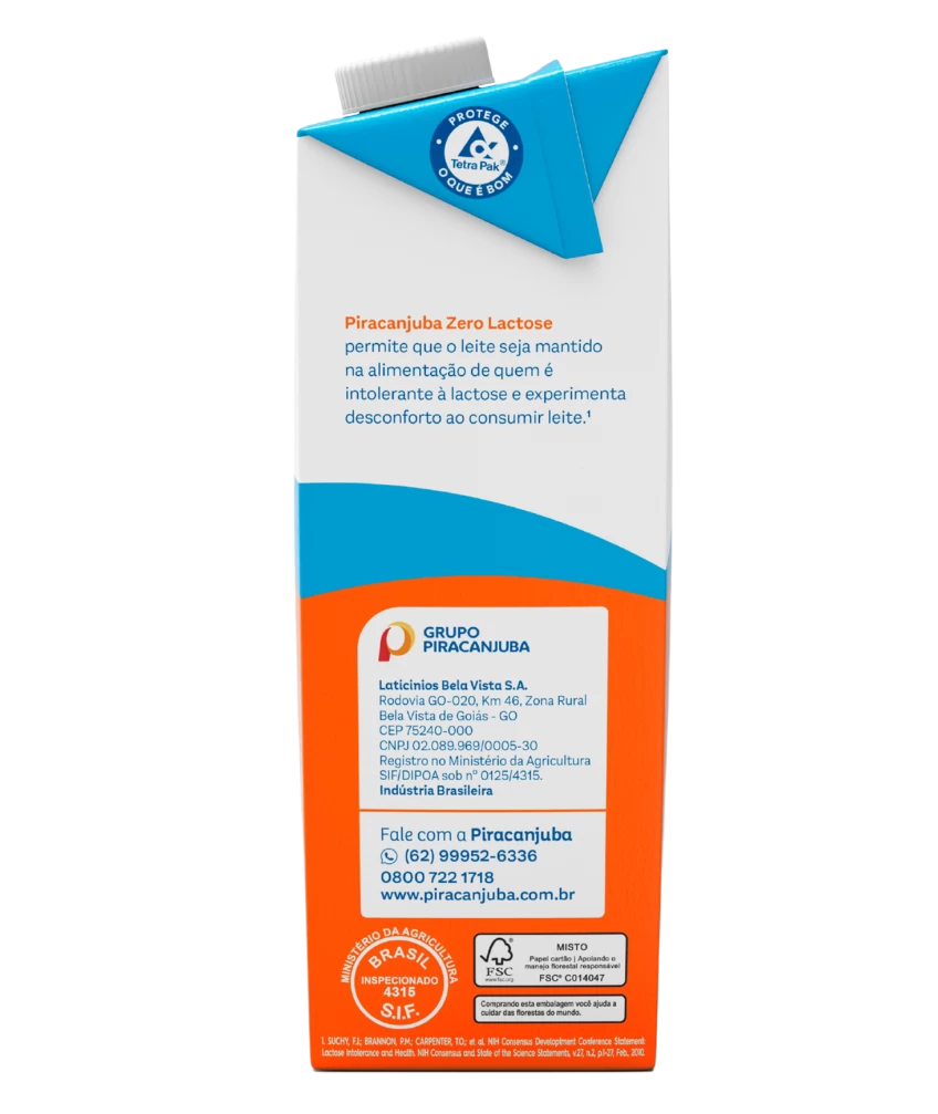 Leite Desnatado Zero Lactose Piracanjuba 1L