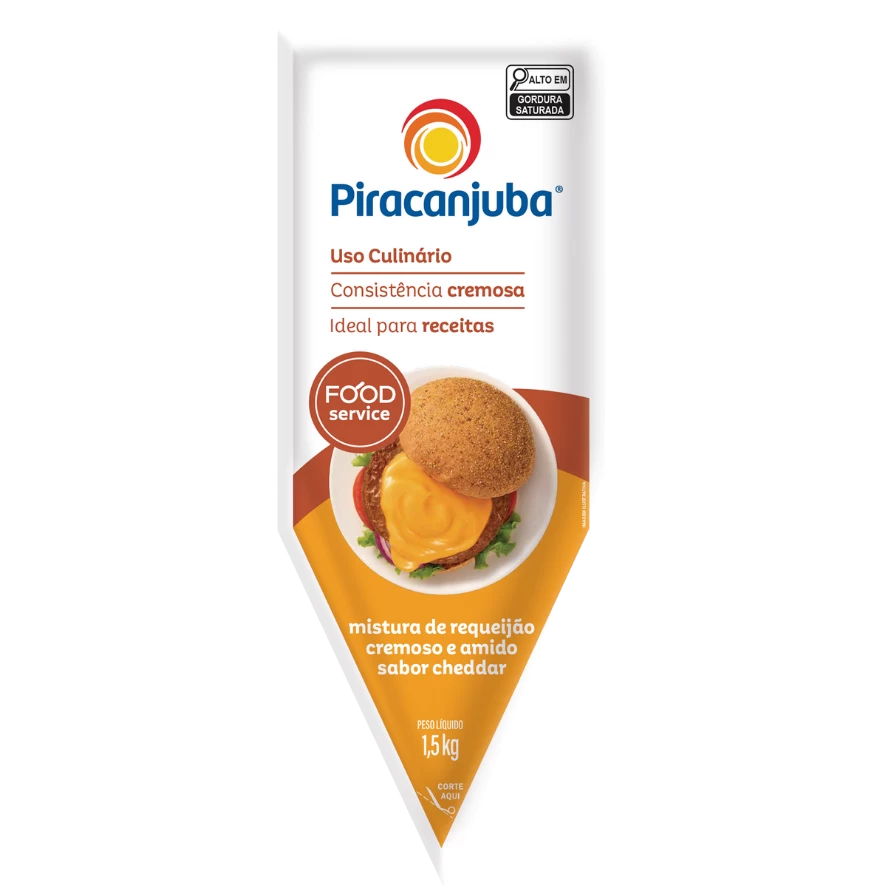 Produto Mistura de Requeijão e Amido Sabor Cheddar Piracanjuba 1,5kg
