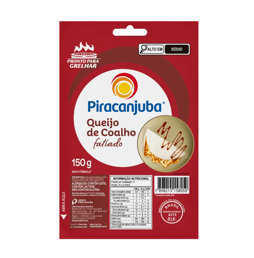 Produto Queijo de Coalho Fatiado Piracanjuba 150g