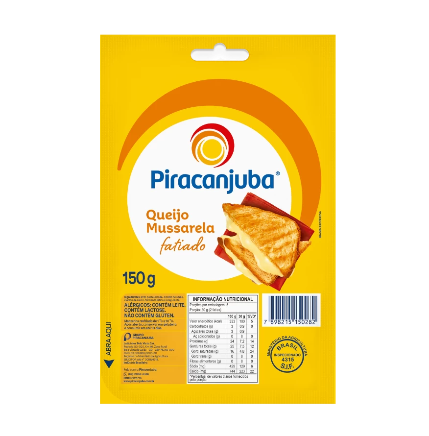 Queijo Mussarela Fatiado Piracanjuba 150g